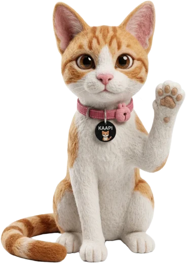 Kaapi, the ginger and white cat, waving hello